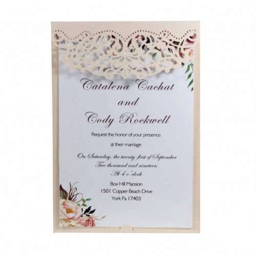 Marriage Invitation Card Celebration Invitation Laser Cut Paper Dark Blue